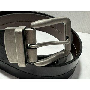 Bradley Mens Genuine Leather Reversible Black/Brown Belt 34 Brushed Buckle NEW